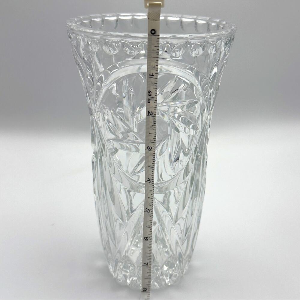 Antique ABP Hand-cut 24% Lead Crystal Glass Large Vase Handmade Vintage - Picture 5 of 10